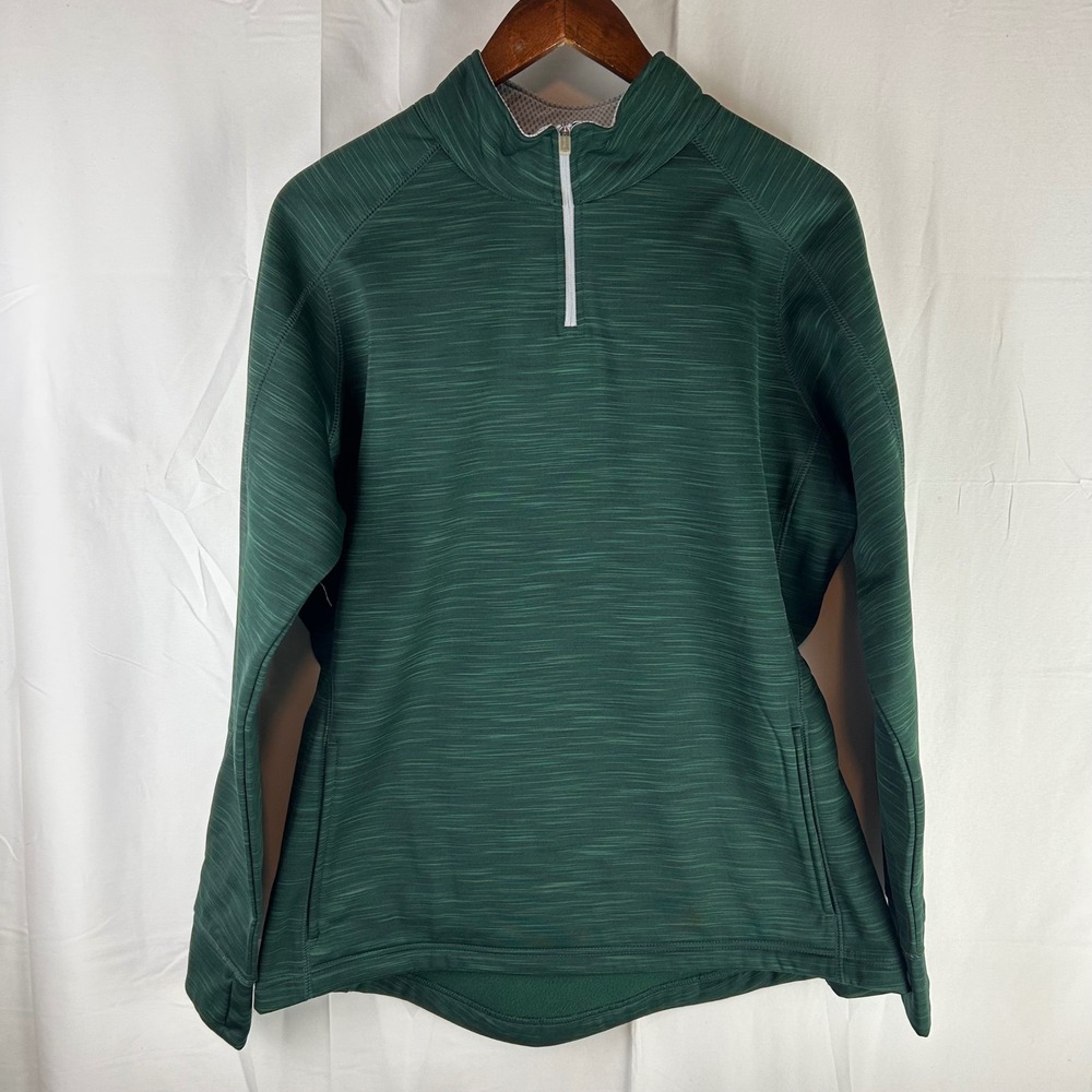 Majestic Fan Fashion‎ Green Heathered 1/4 Zip Pullover Sweatshirt Womens XL